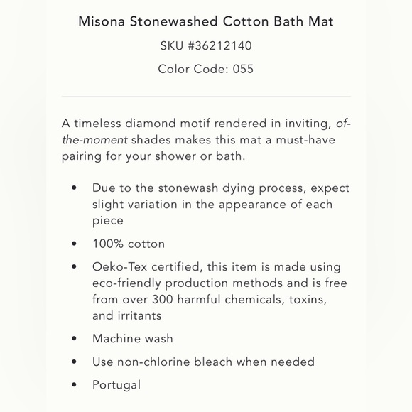 Anthropologie Misona Stonewashed Cotton Bath Mat NWOT - Picture 4 of 11
